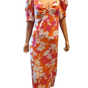 Emma and Michelle Short Sleeve Floral Midi Dress